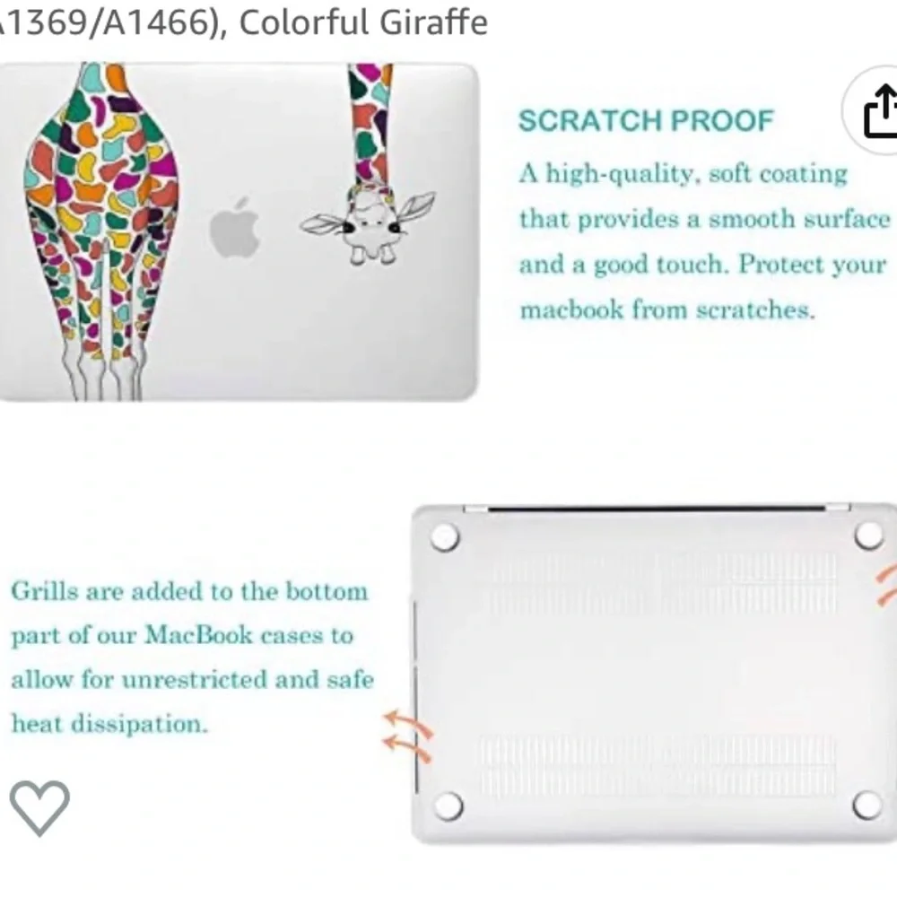 Hard Shell Case for Mac Air 13 Giraffe Design